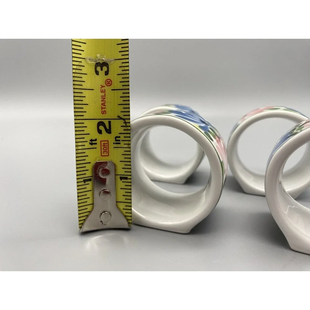 Set Of Four Vintage‎ Audrey Floral Ceramic Napkin Rings